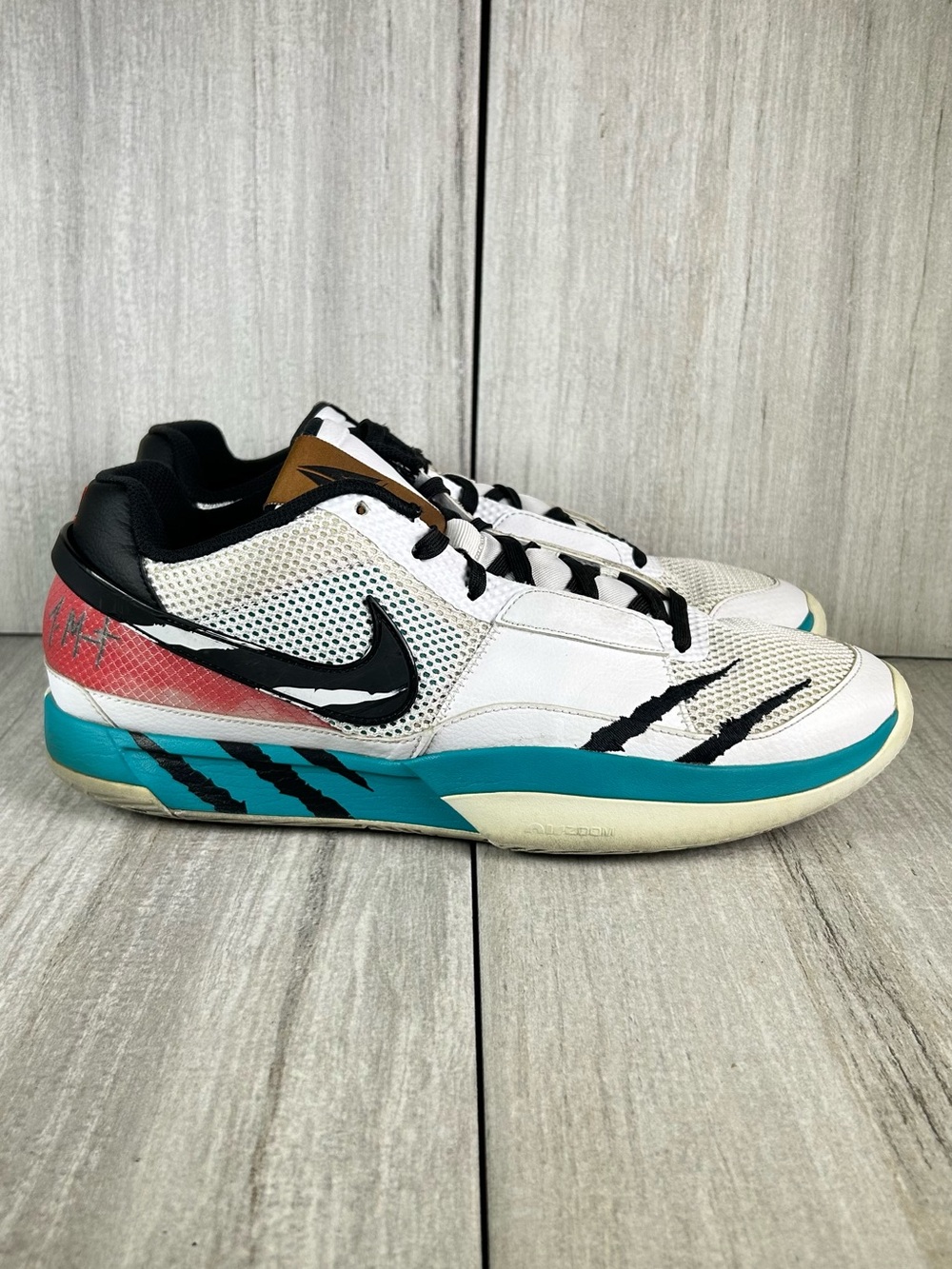 Nike Ja 1 Reverse Scratch White Turbo Green Basketball Sneaker Shoe Mens Size 13 - Picture 3 of 11